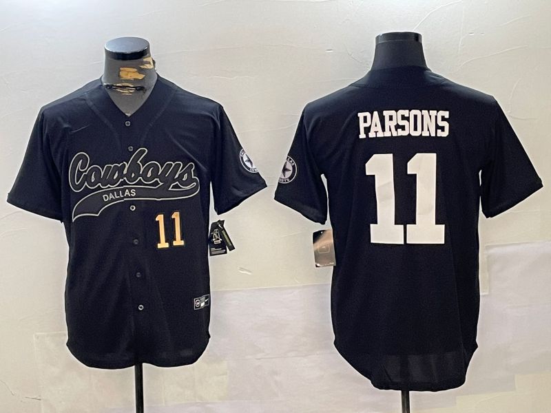 Men Dallas Cowboys #11 Parsons Black Joint Name 2024 Nike Limited NFL Jersey style 3